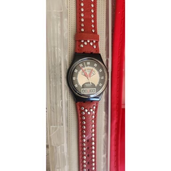 Swatch watch RED FLAME GB418 1995 Standard Gents New old stock - Picture 4 of 9